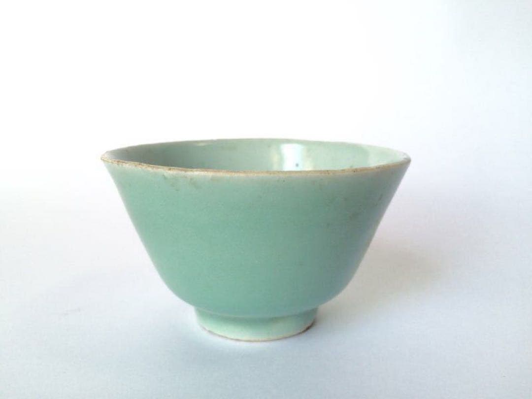 【青白磁杯】 清　磁器　青磁 青白磁杯】 清 磁器 青磁