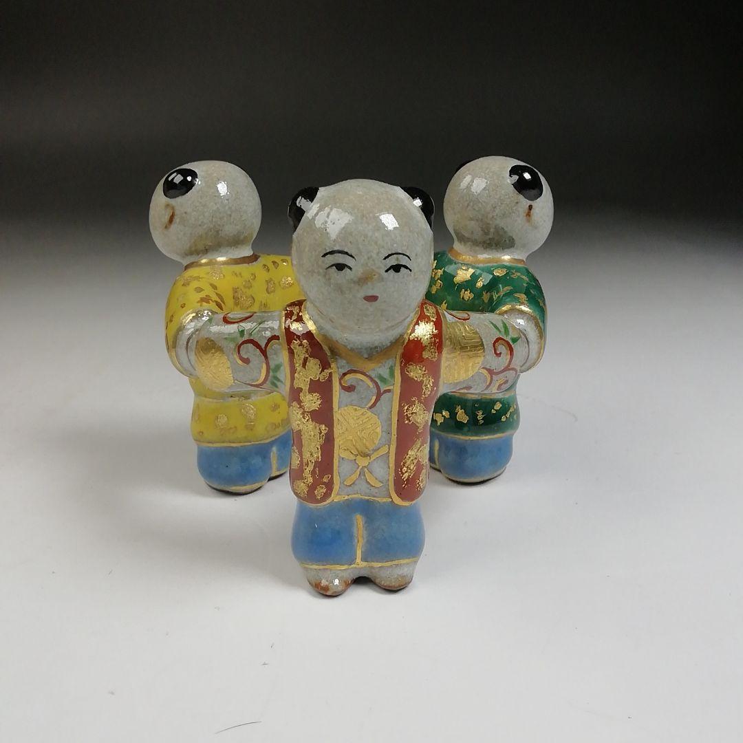 Ｗ１０　蓋置　『三ツ人形　蓋置』『中村秋峰 造』　共箱　茶道具