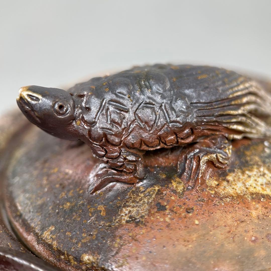 石田安弘 備前焼龟宝瓶 般若心经 人気作者 急須 共箱 共布 茶注