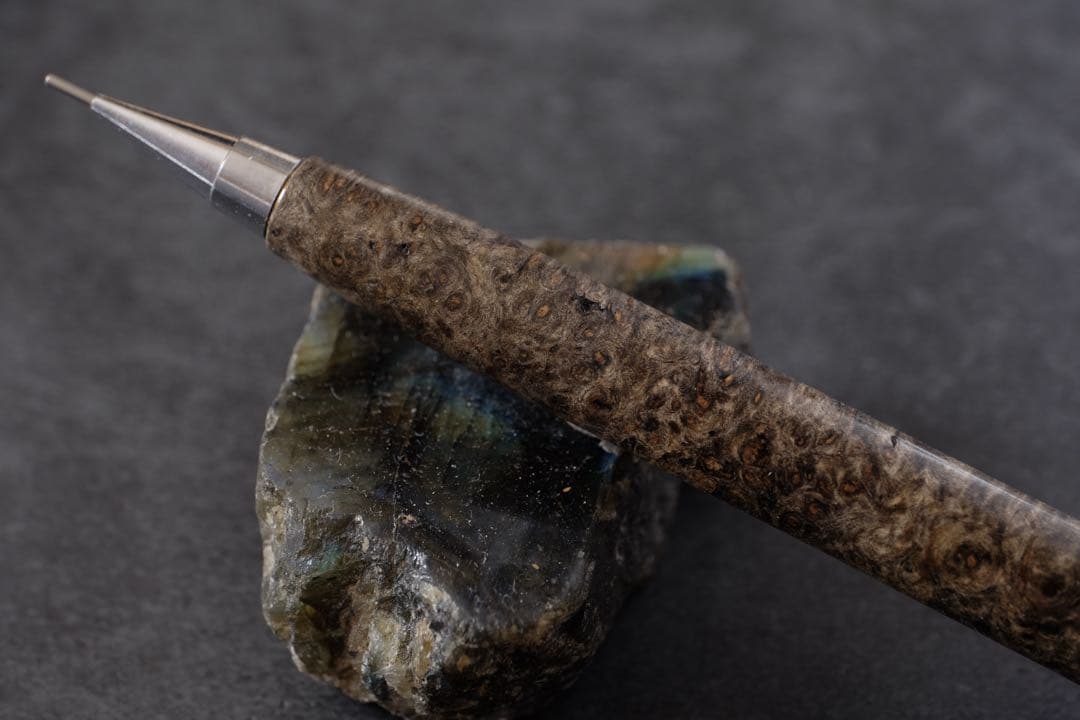 PG5木軸カスタム0217　高村杢工房 製図用シャープペンシル　花梨瘤　至高の黒