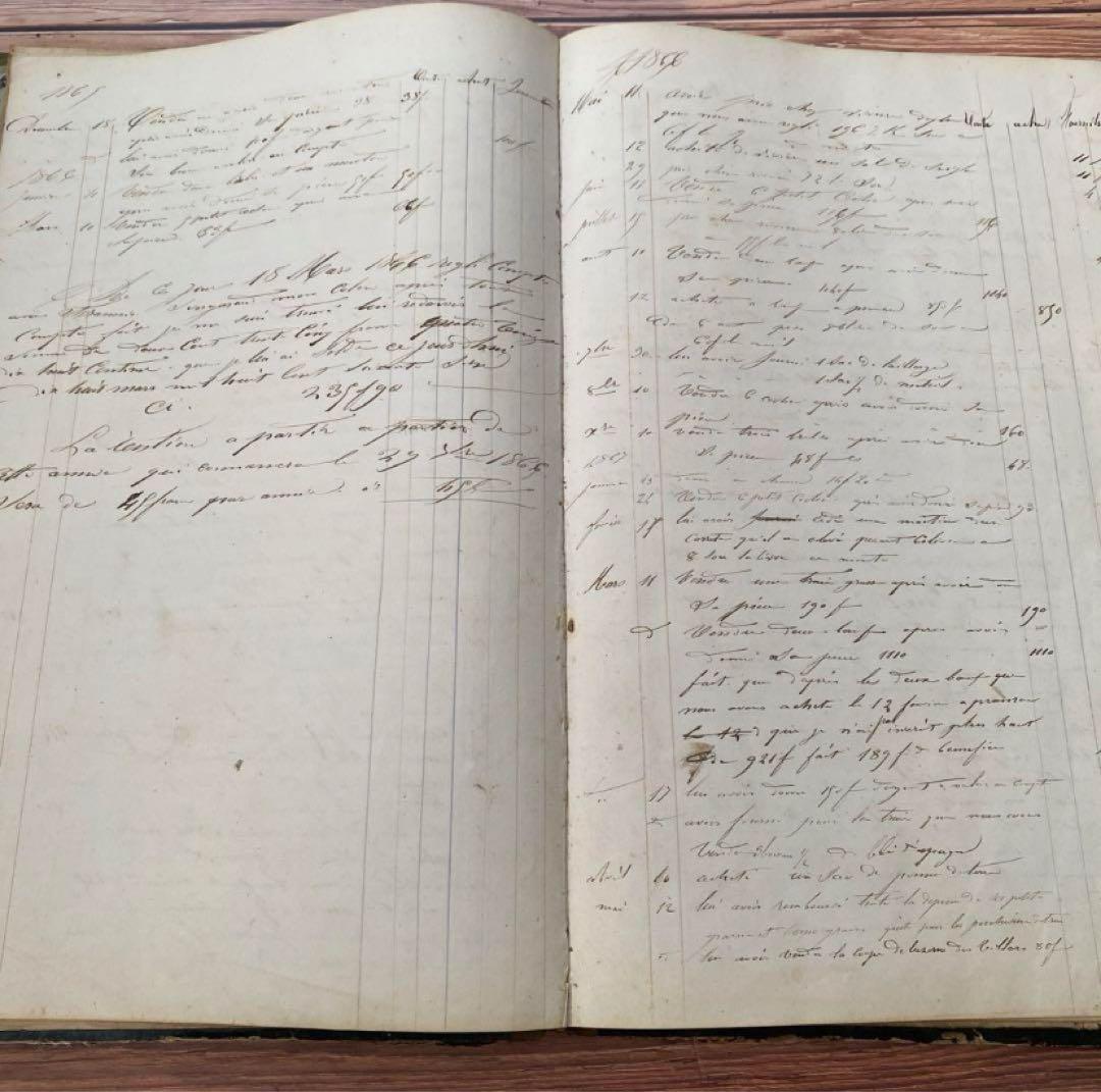 1800年代 フランス　大判帳簿１冊　c15