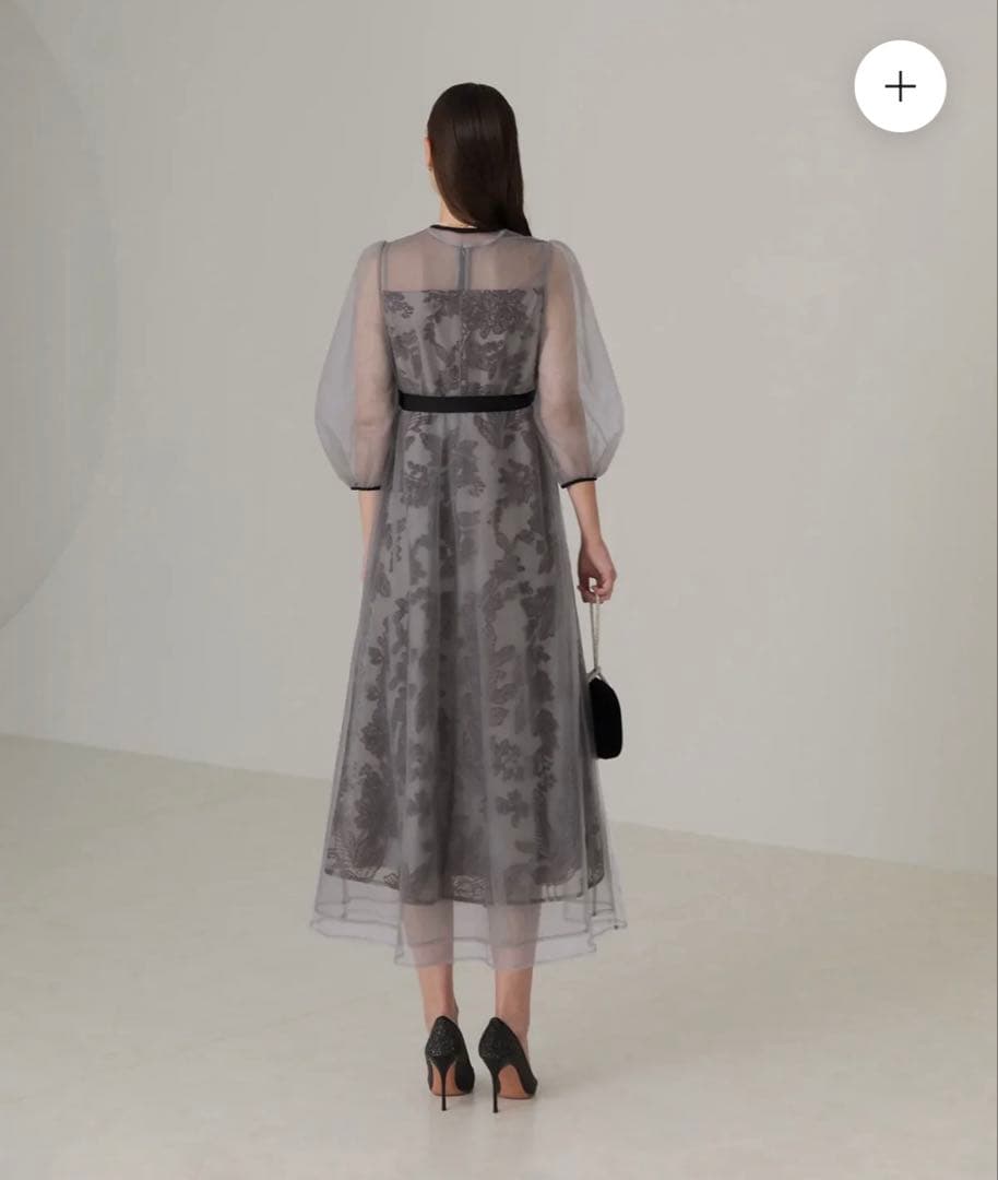 leja チュールパイピングリーフベルトAラインワンピースドレス