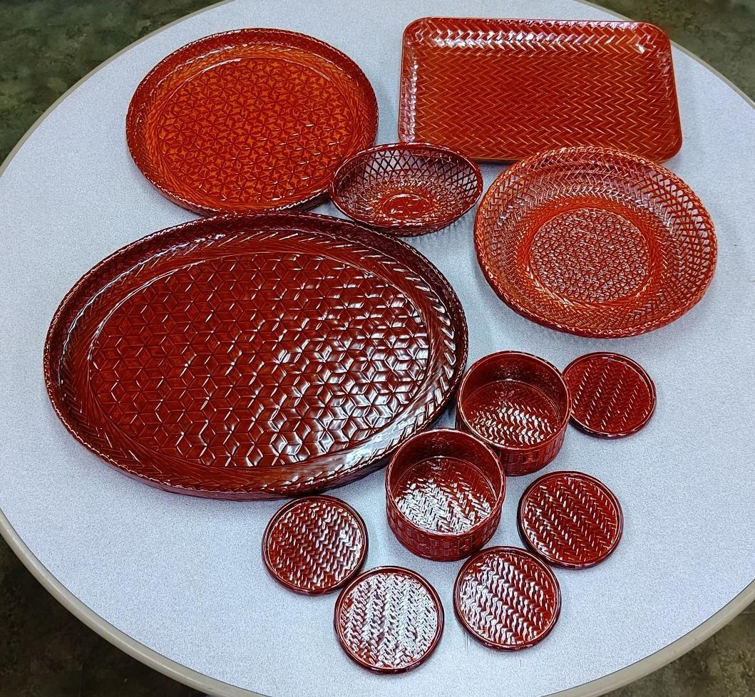 骨董 木皿 蒔絵 図変わり 草花 漆器 金彩 盆 丸盆 7枚 2025年最新