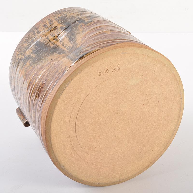 高取焼亀井味楽造耳付水指漆塗蓋付裏千家十四代淡々斎極箱MR7542