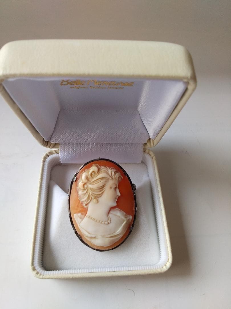 シェルカメオ CAMEO ブローチ SILVER 2WAY 作家サイン入り 美