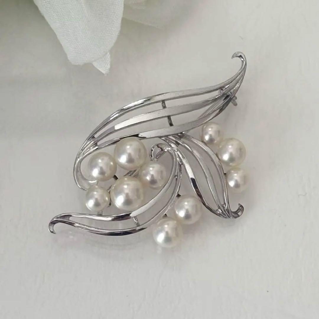 050【ミキモト】シルバー　パール　ブローチ Mikimoto シルバー パール ブローチ