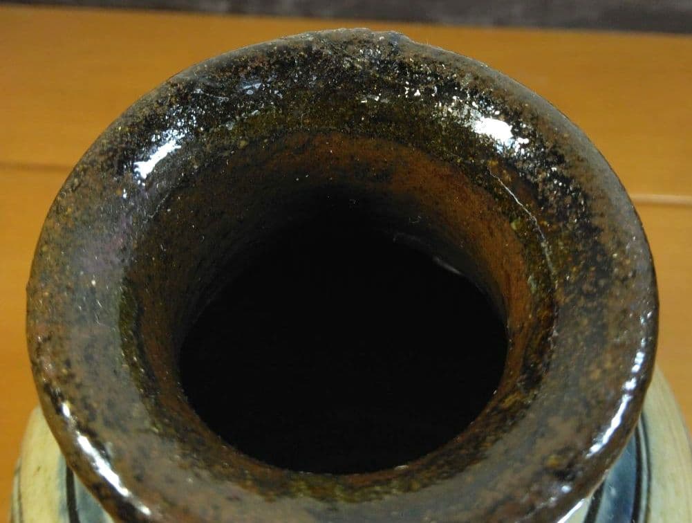 人間国宝 金城次郎 海老魚紋花瓶 栞 共箱 壺屋焼 壷屋焼 やちむん