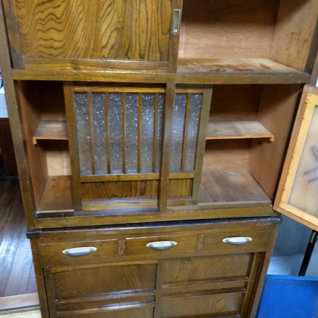 水屋箪笥上部 木製収納家具 アンティーク 引き戸 - メルカリ