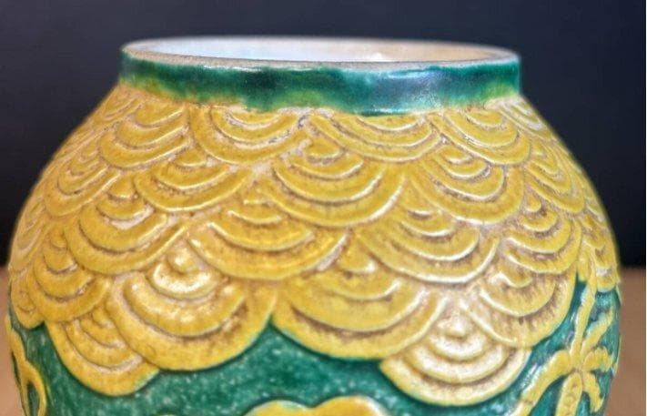 S8022　大清光緒年製　中国陶器　中国古美術　2彩　花瓶　花器