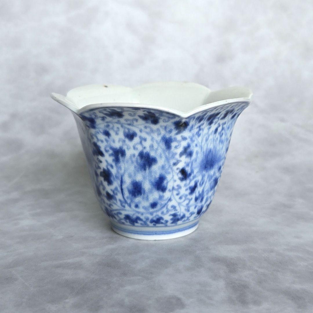 古伊万里 染付花唐草向付 江戸時代 染付 骨董 金直し 金継ぎ