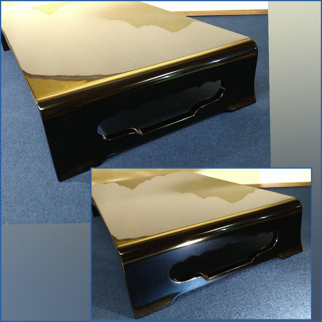 AG69 輪島塗 平卓 縁金 菱紋 花菱紋 木製黒漆 花台 香炉台