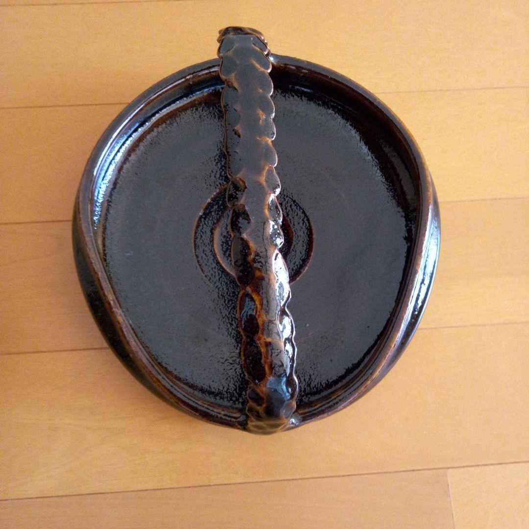 黒い陶器の楕円形器 茶道 茶菓子 L26652507