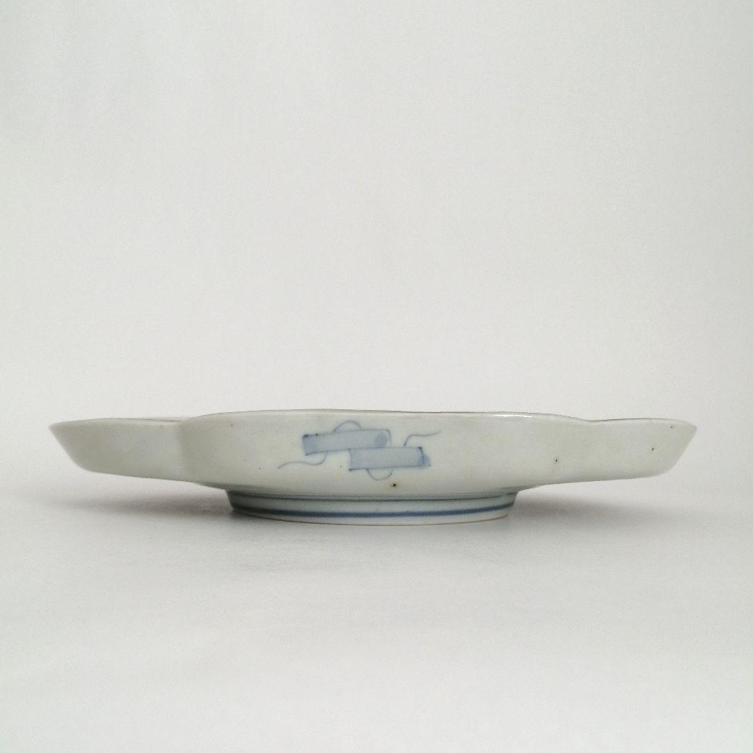 古伊万里 色絵 虫尽くし図 木瓜形 縁立皿