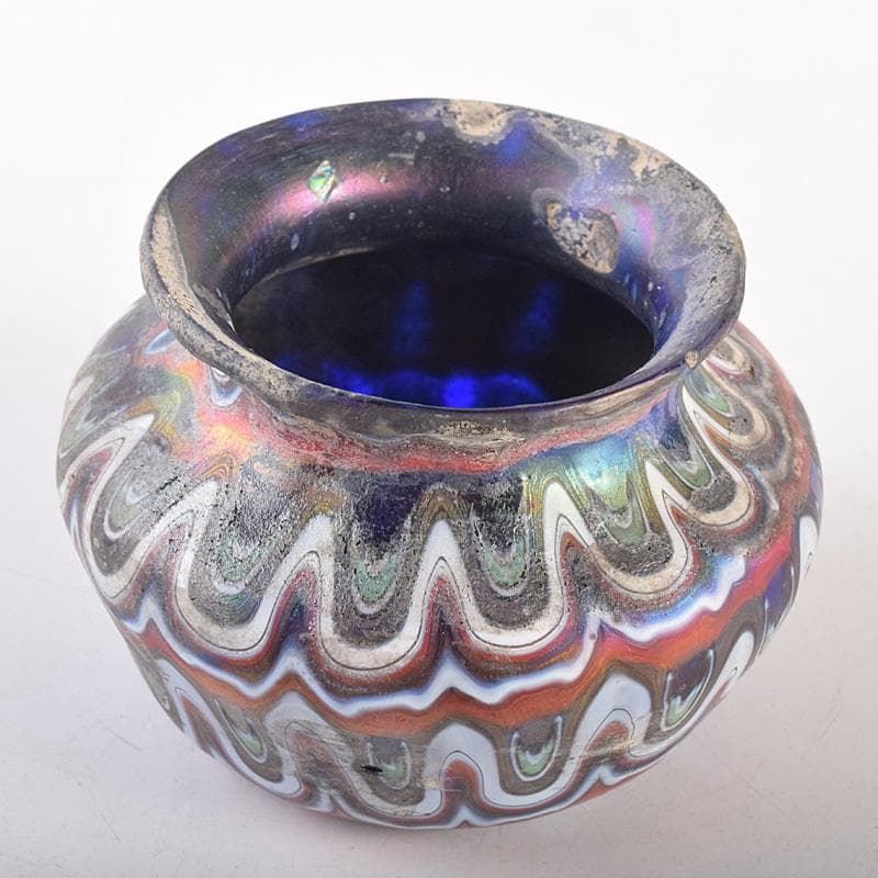 アンティーク 古代 ベネチアンガラス ローマン硝子 古壷 V R7612