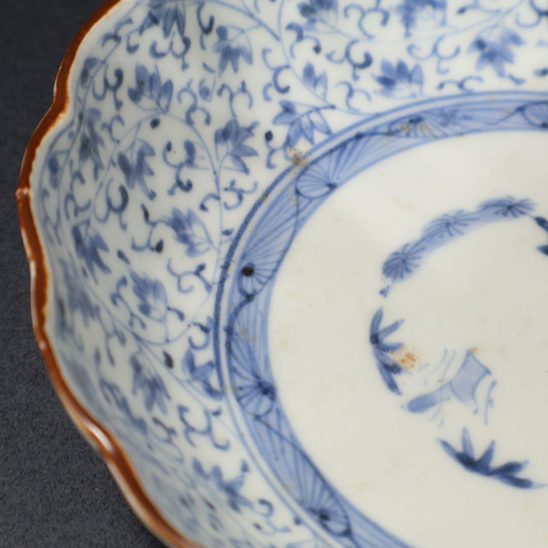 伊万里染付　微塵唐草図なます皿　骨董　古伊万里　R1474B2