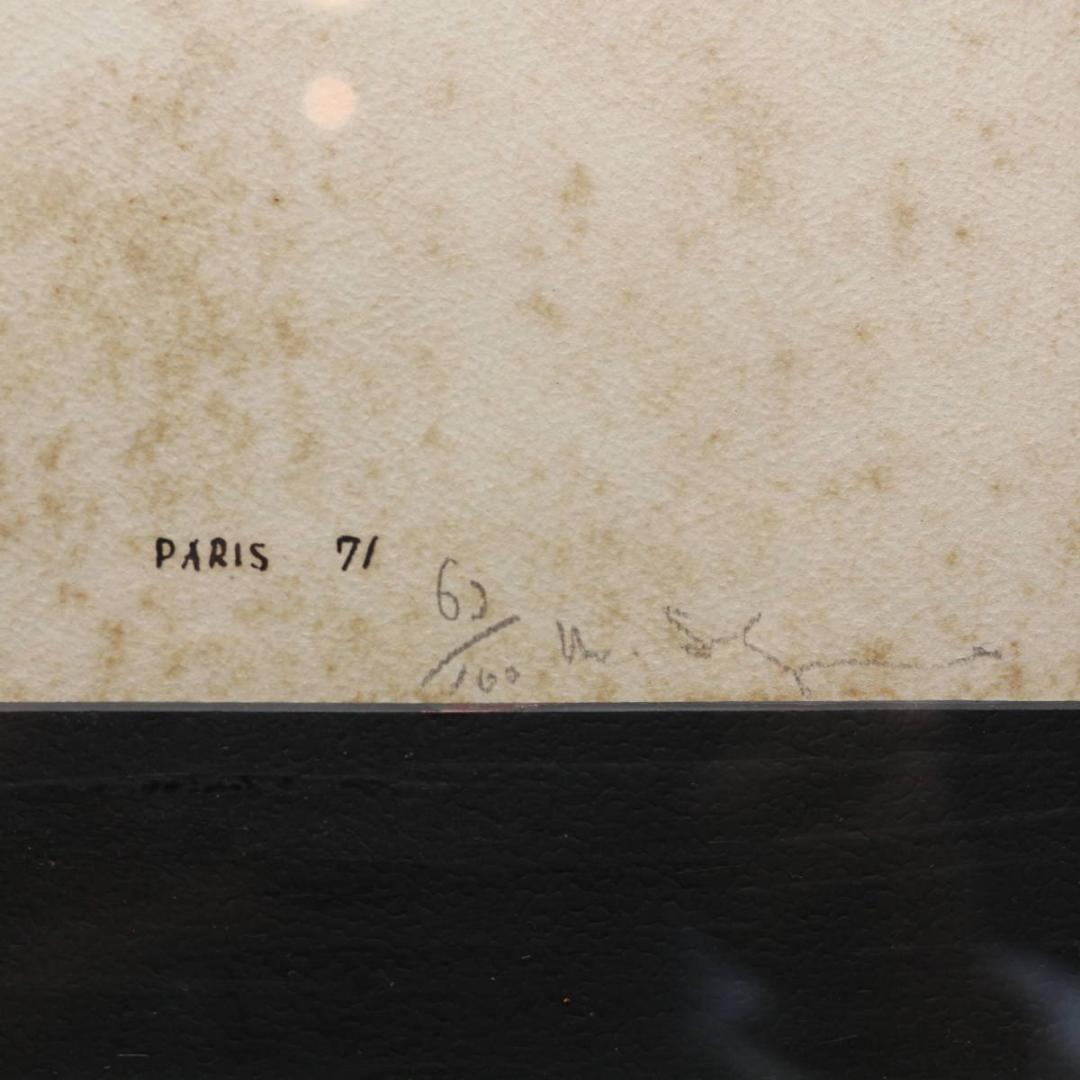 PARIS』作者不詳 リトグラフ 石版画 直筆サイン パリの風景 ヴィンテージ