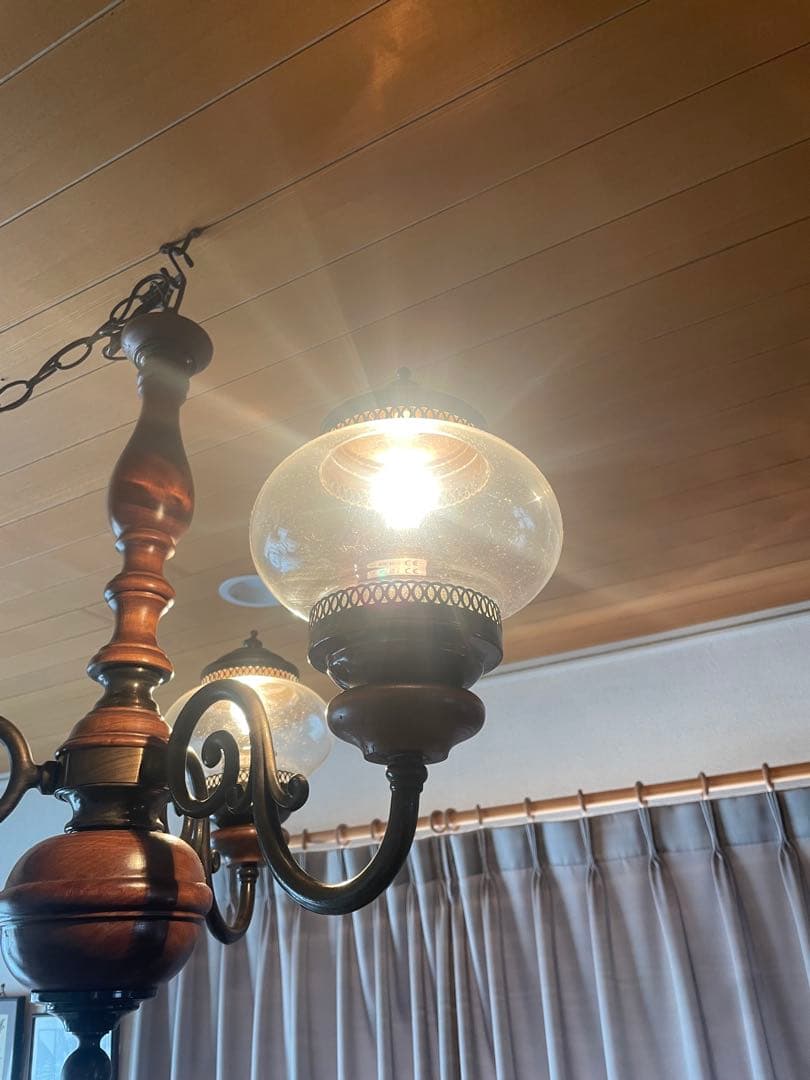 職人堅木アンティーク家具/クラシック3灯ペンダントライト