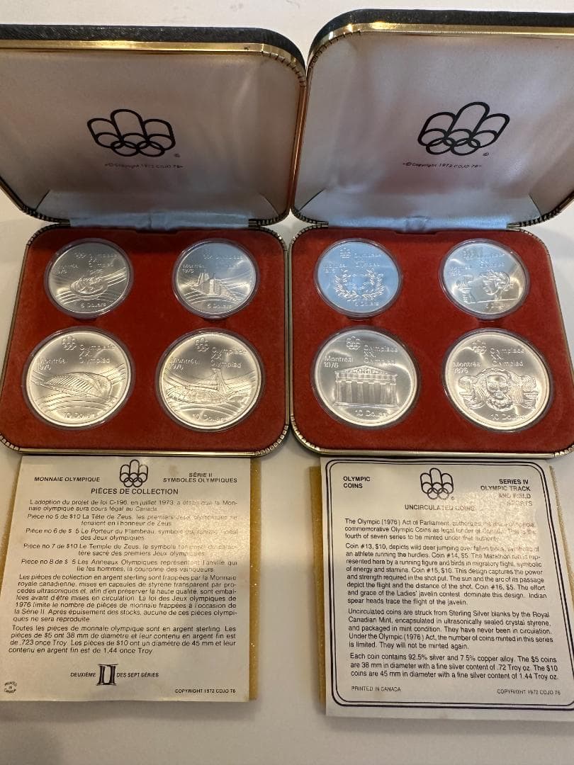 【4枚組2セット】モントリオール五輪 記念銀貨 1976年 10ドル 5ドル 美品】1976年モントリオール オリンピック記念銀貨4枚セット - メルカリ