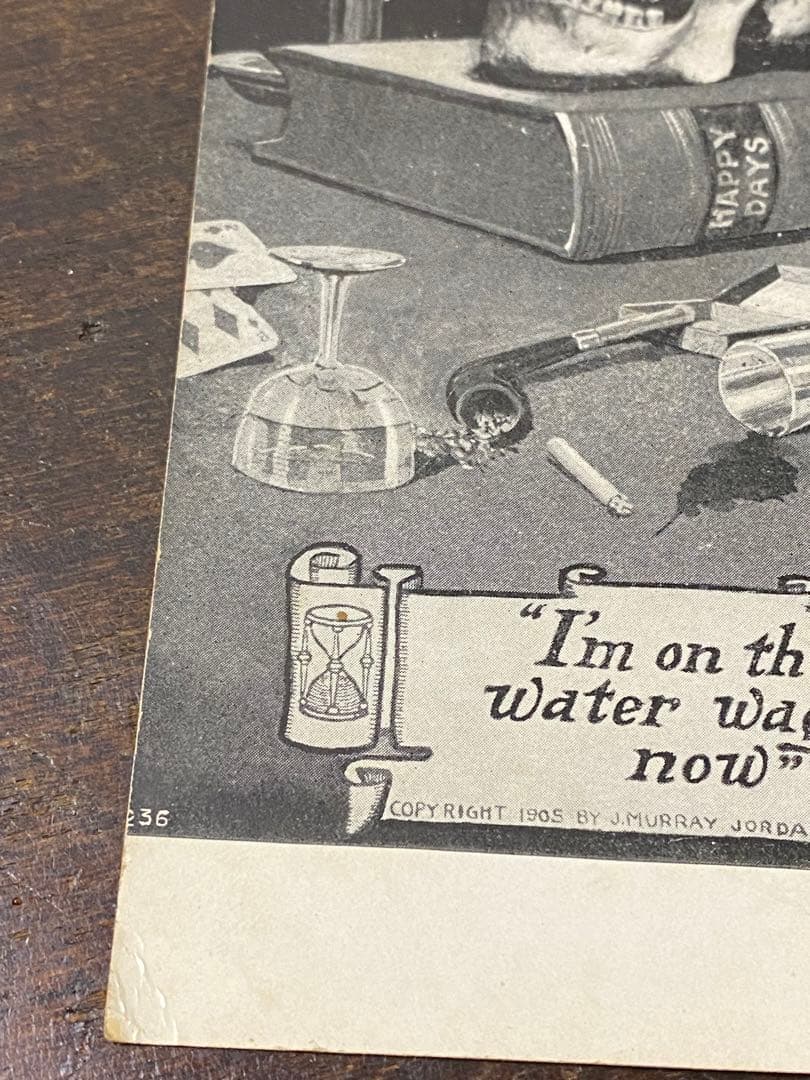 1905s´ビンテージポストカードアンティーク骸骨と薬瓶のポストカード