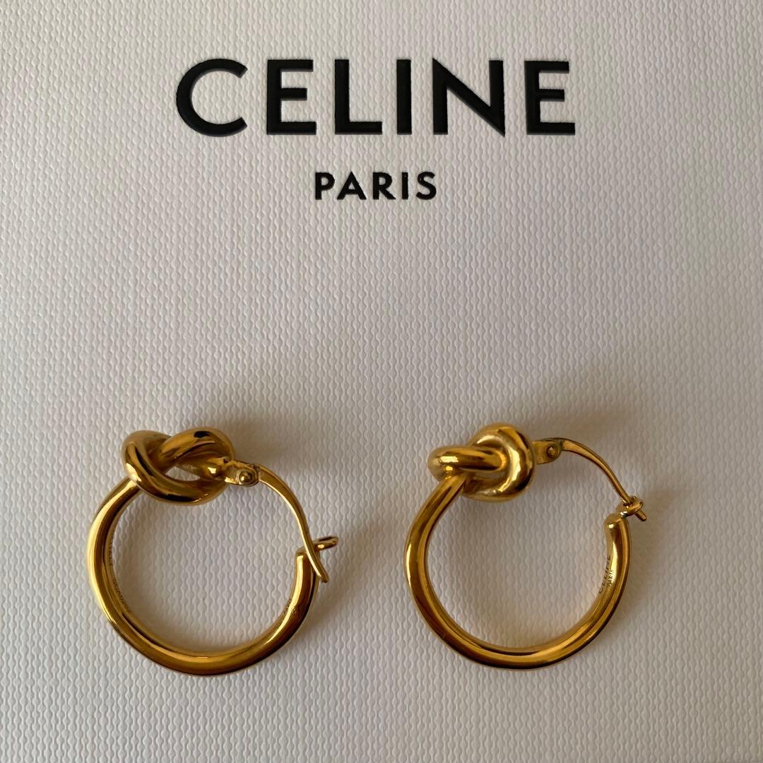 CELINE ゴールド ノットデザイン フープピアス