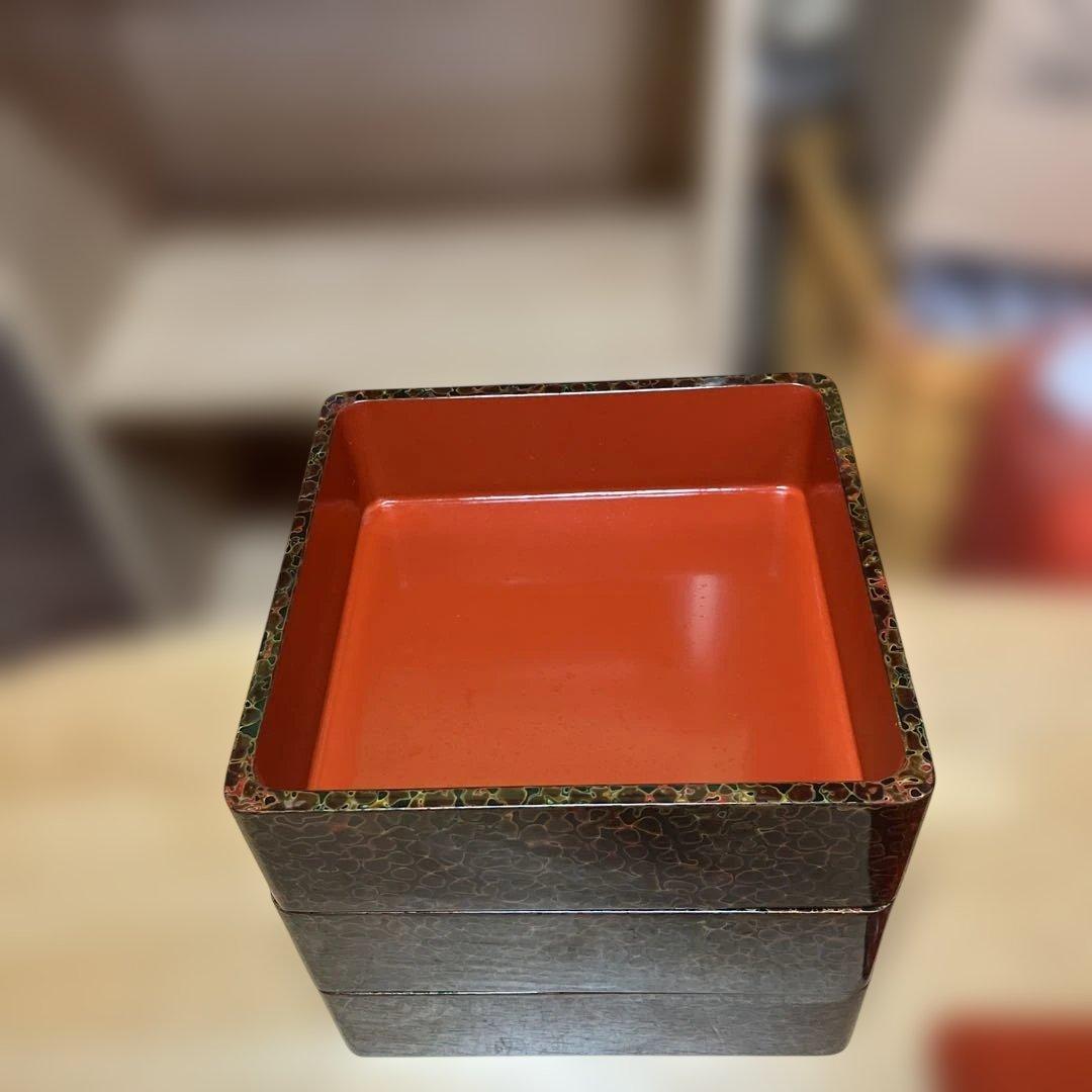 津軽塗り重箱 3段 唐塗