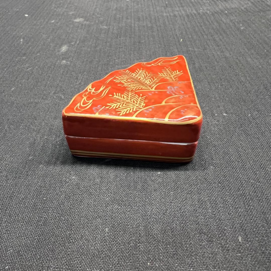 〇Ea右1020 香合 橋本龍岳 金襴手 扇面香合  香道具 茶道具