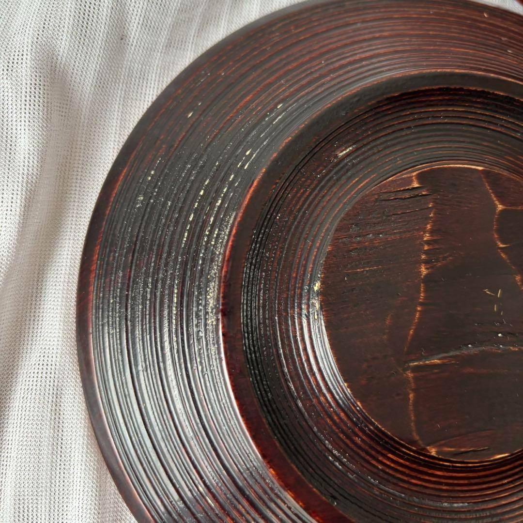 Ay95 加賀漆匠　高桑泉斎　独楽　銘々盆　五客　天然木　菓子器　古美術　骨董