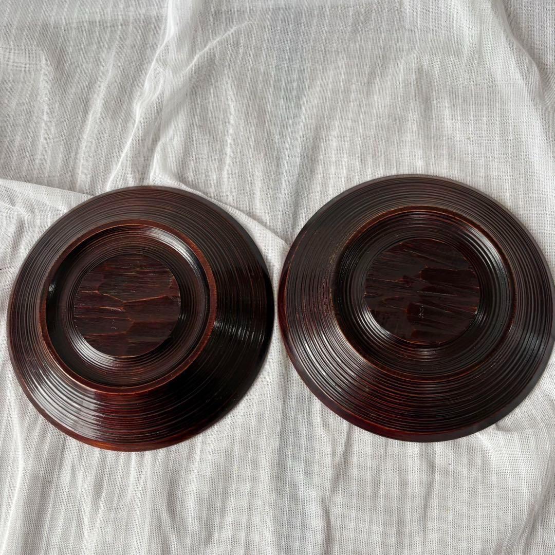 Ay95 加賀漆匠 高桑泉斎 独楽 銘々盆 五客 天然木 菓子器 古