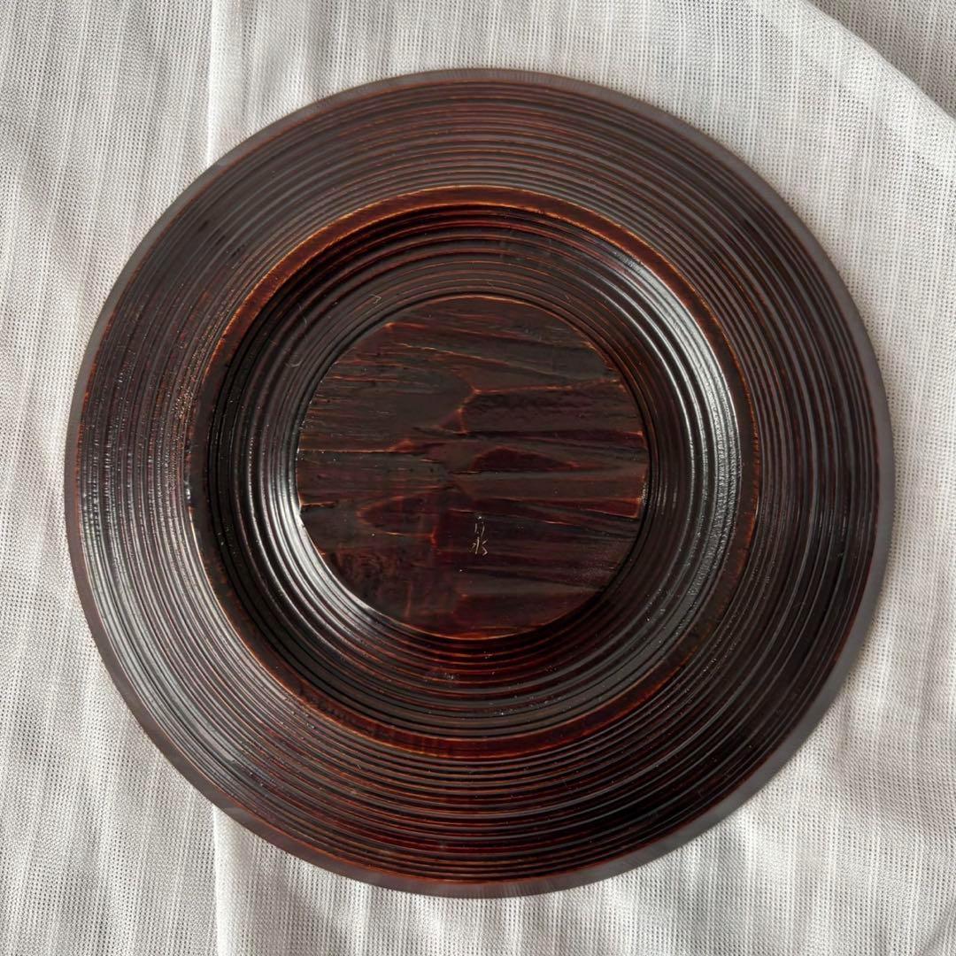 Ay95 加賀漆匠　高桑泉斎　独楽　銘々盆　五客　天然木　菓子器　古美術　骨董