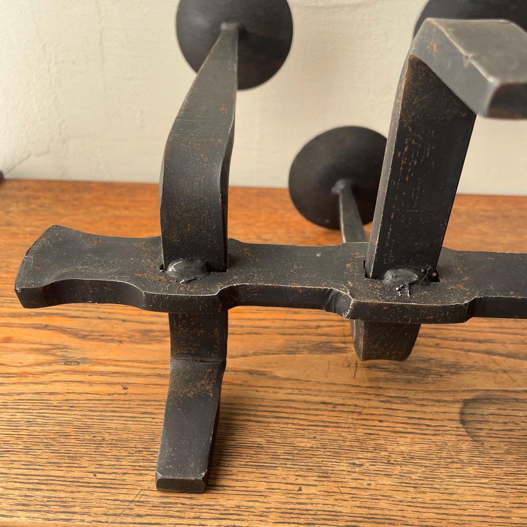 ハンガリー製 アイアン　燭台　ミッドセンチュリー　金工作家　キャンドルホルダー