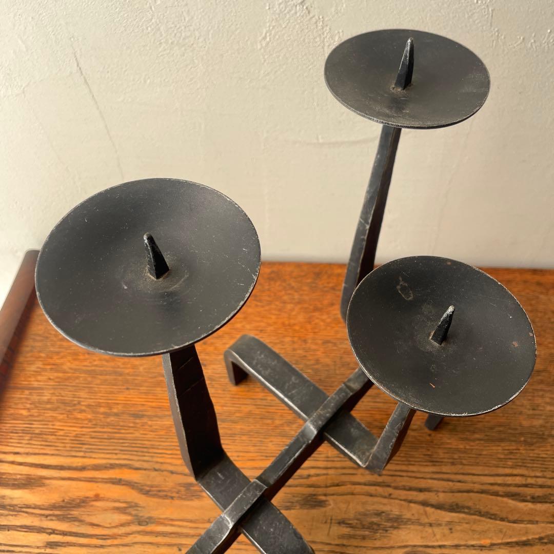 ハンガリー製 アイアン　燭台　ミッドセンチュリー　金工作家　キャンドルホルダー