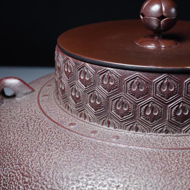 高橋敬典亀甲地紋甑口釜共箱炉用茶道具茶釜