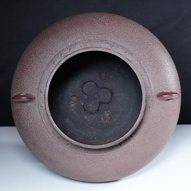 高橋敬典亀甲地紋甑口釜共箱炉用茶道具茶釜