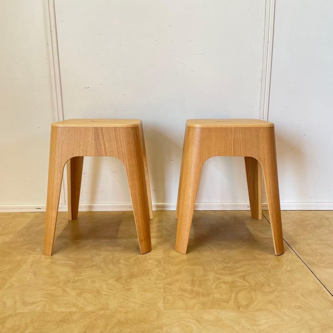 Francfranc スツール2脚 スタッキング椅子 チェア フランフラン 木製