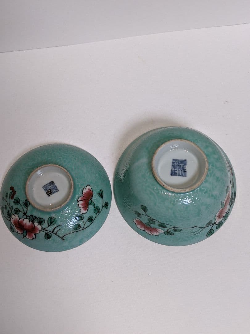 砥部焼、郡中十錦 茶碗3点