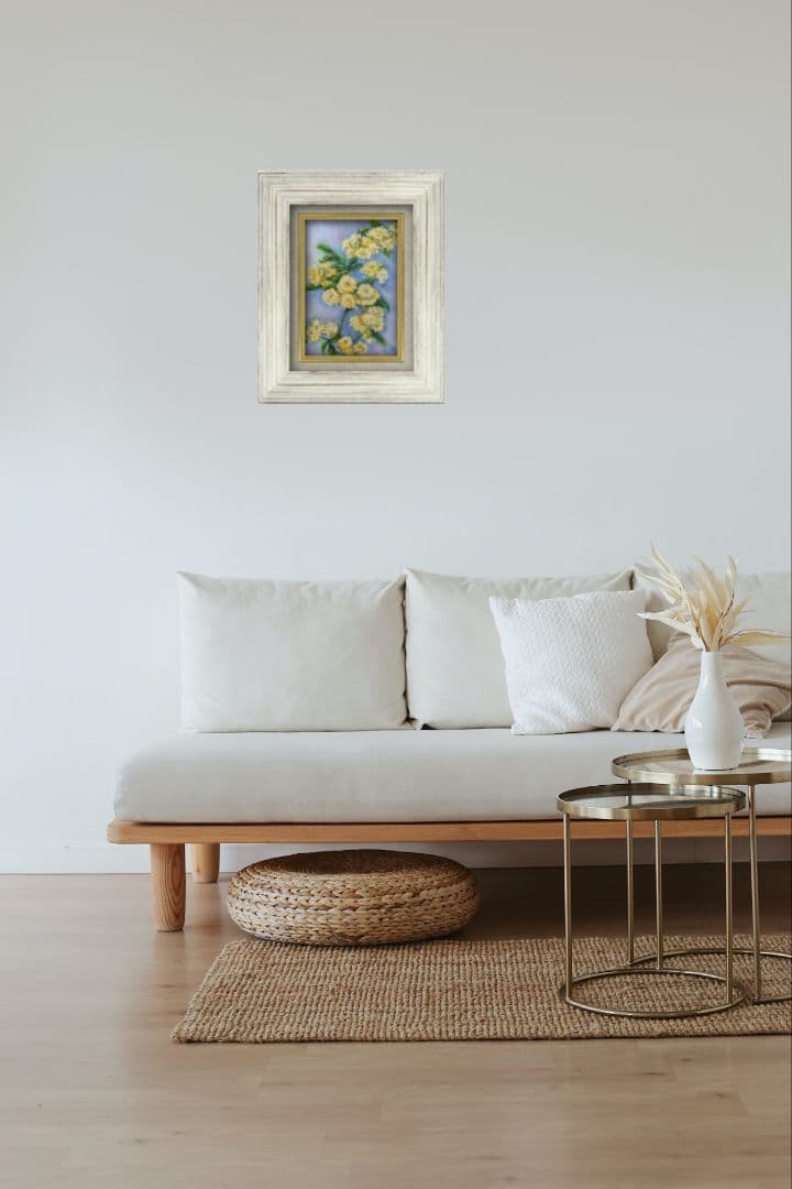 風景画 絵画 バラ ファインアート　静物画　黄色　花の絵画　モッコウバラ