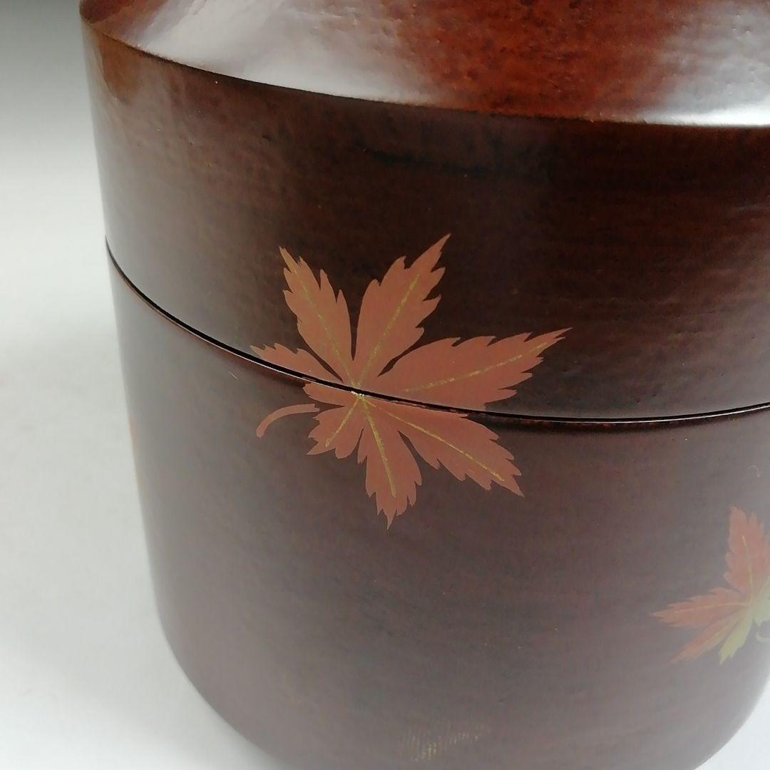 W76 棗 『花紅葉』『一閑 雪吹棗』『新井司峰 造』 共箱 茶道具