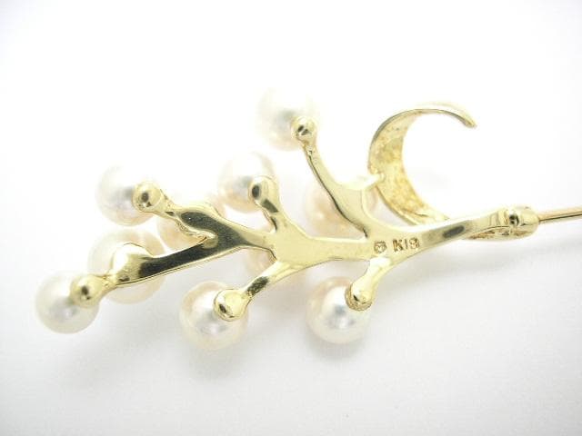 ミキモト K18 パール ピンブローチ