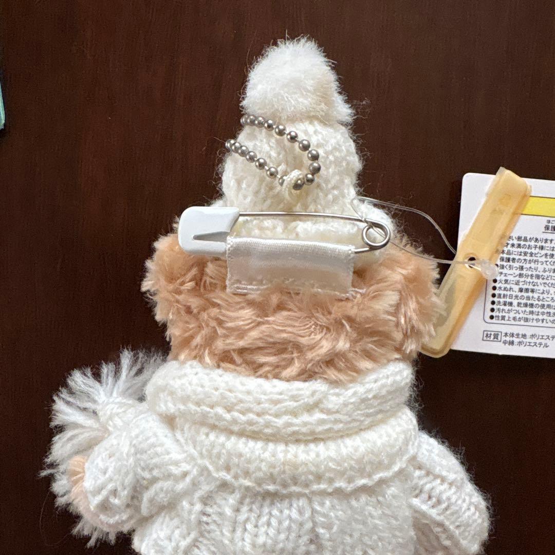 希少 ダッフィー ぬいぐるみバッジ 白タグ 白いセーター マフラー