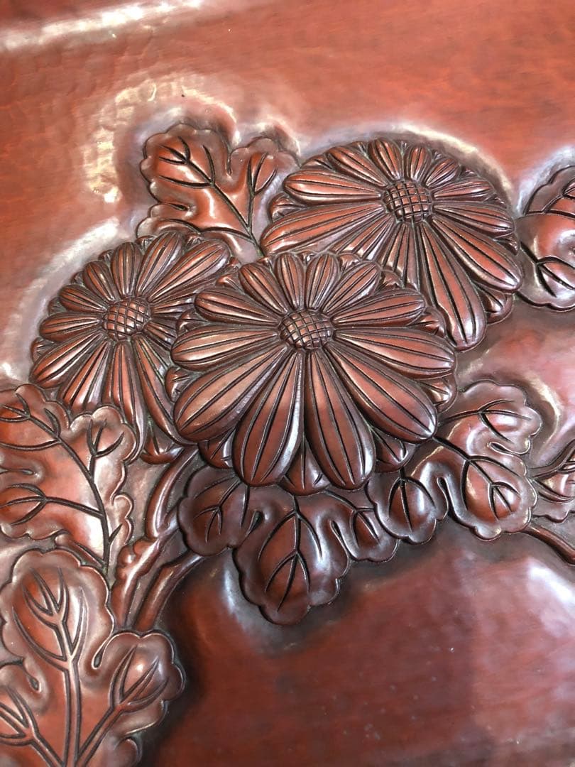 鎌倉彫　菊　竹　お盆　漆器　アンティーク