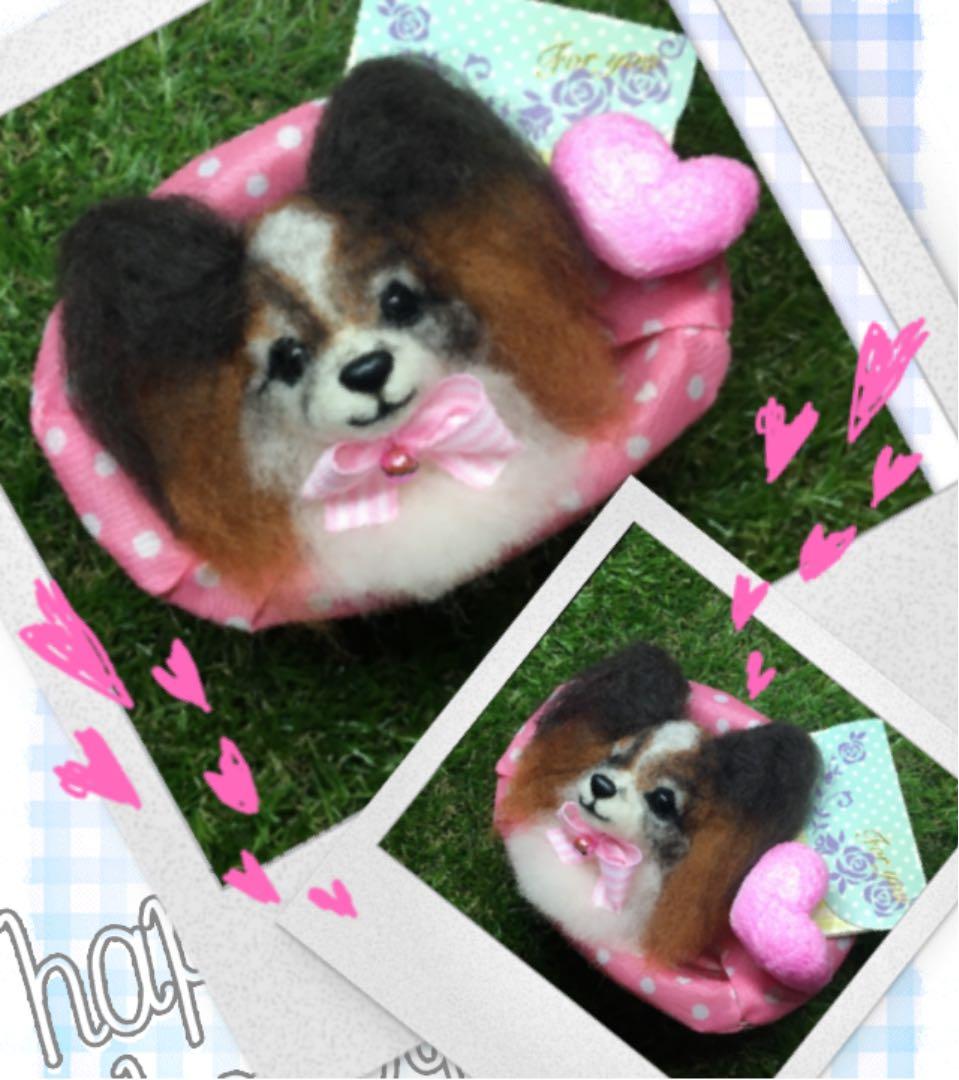 ☆様 犬 パピヨン羊毛フェルトストラップ お買い得品