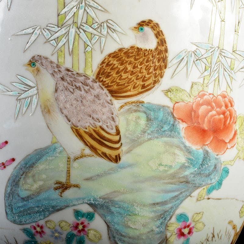 中国 中国景徳鎮制造款 粉彩 漢詩花鳥文 大鉢 F R5829B - メルカリ