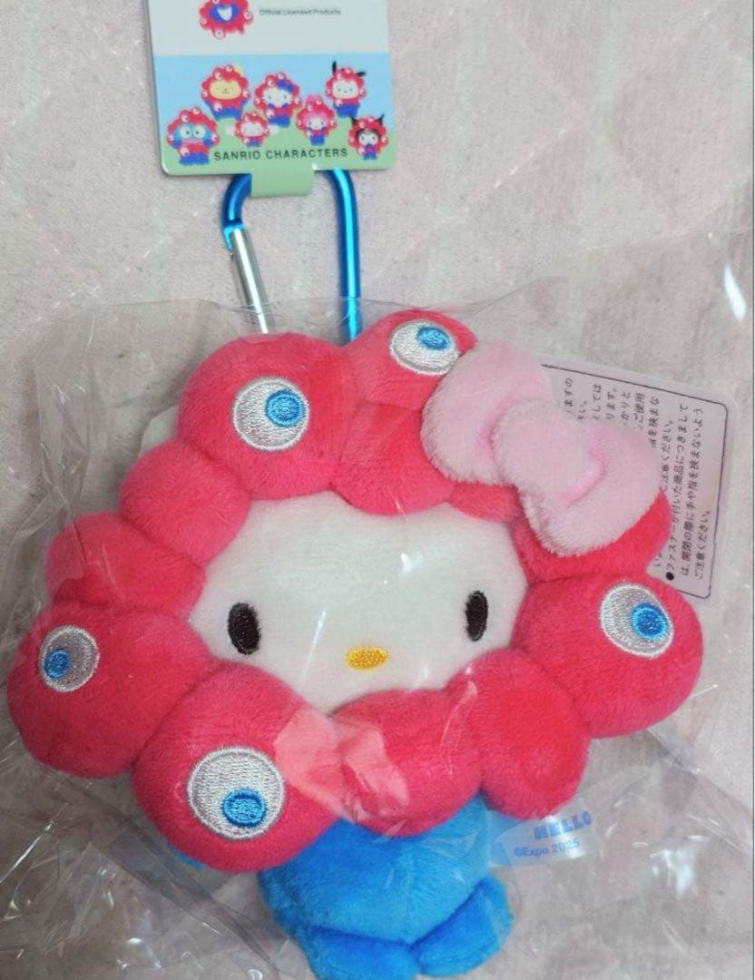 万博 ミャクミャク ハローキティ なりきりぬいぐるみ カラビナ付 赤