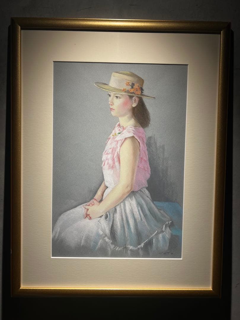 佐田昌治　【少女】肉筆画　パステル画