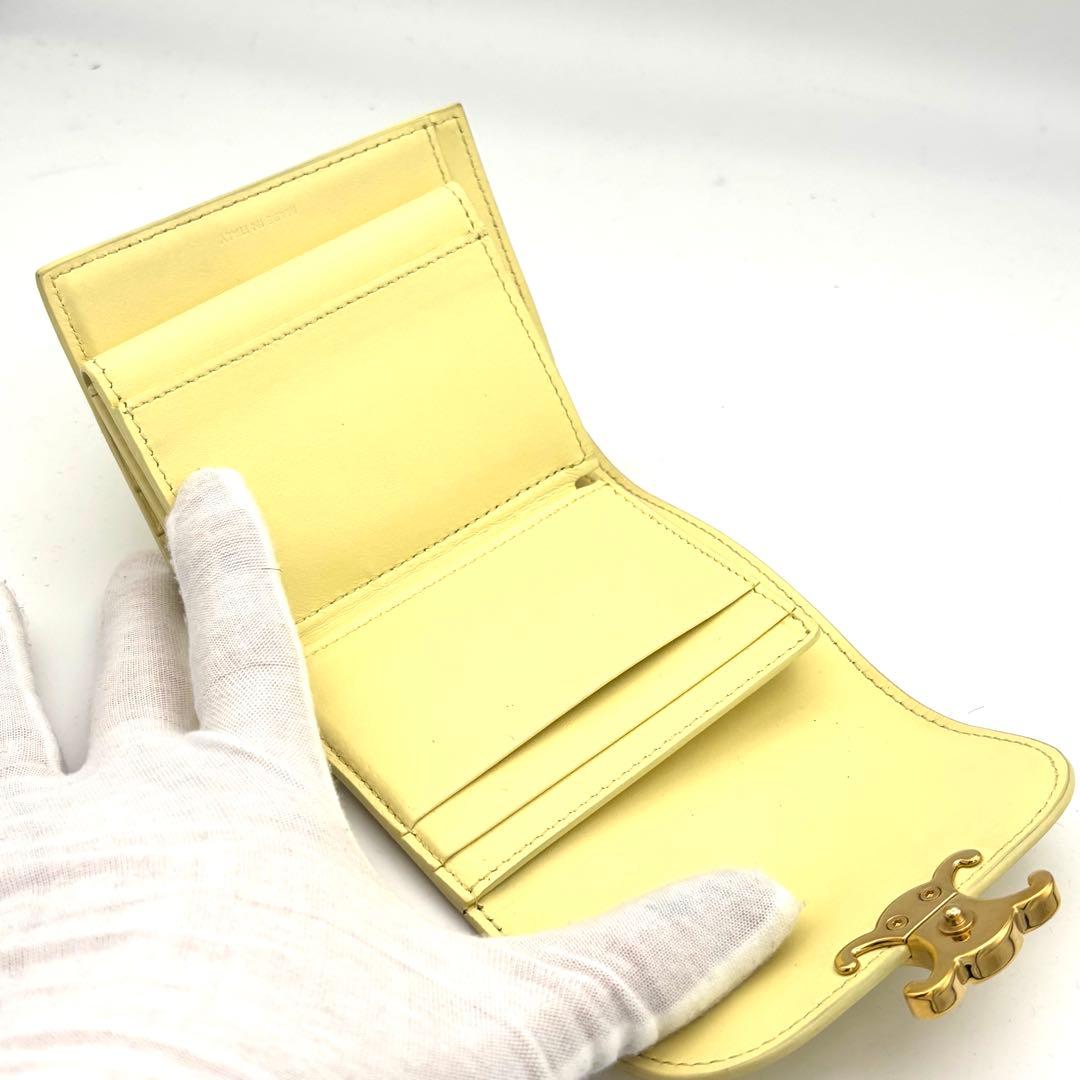 ☆保存袋付☆極美品☆セリーヌ 財布 スモールフラップウォレット トリオンフ 黄色