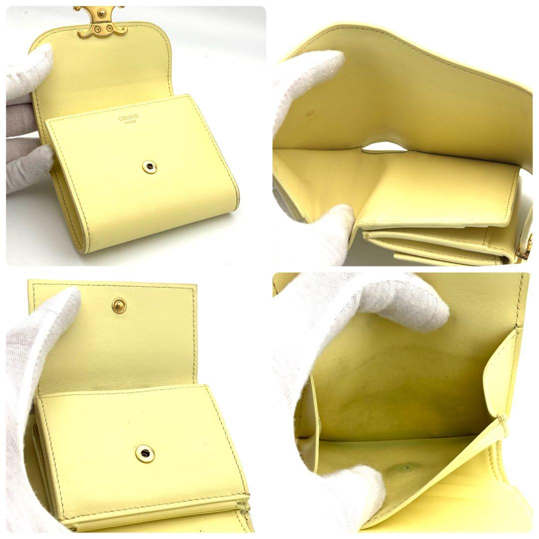☆保存袋付☆極美品☆セリーヌ 財布 スモールフラップウォレット トリオンフ 黄色