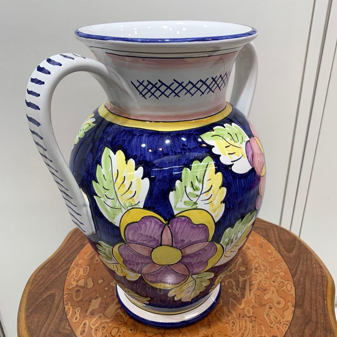 ☆美品☆イタリア製 デルータ陶器 大きな花瓶 花器 花柄 高さ30cm