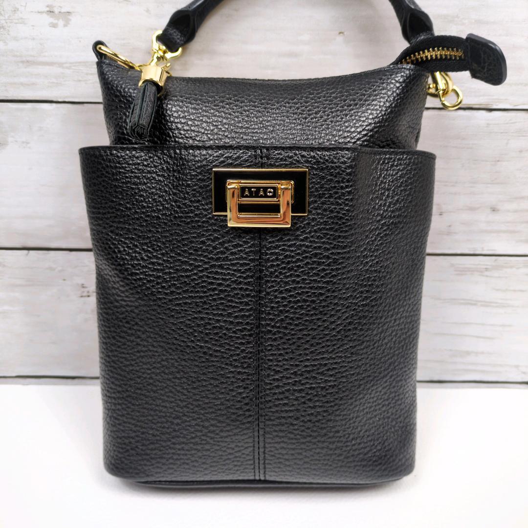 美品 ATAO アタオ ホリデー ショルダーバッグ ハンド ブラック 2way