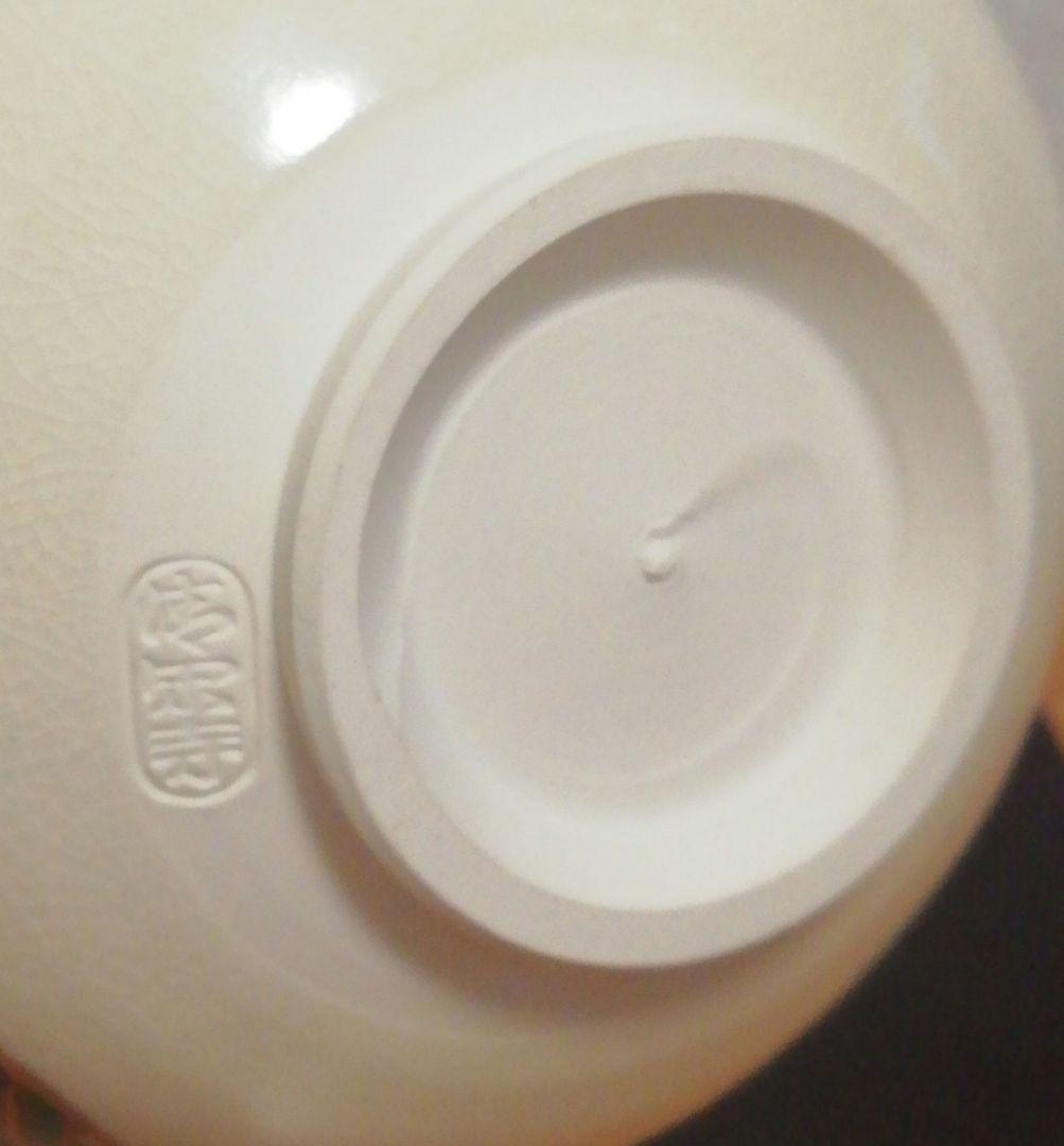 杉田祥平作 色絵 波の帯 貝形草花図 三種揃 茶碗 振出 巾筒 共箱