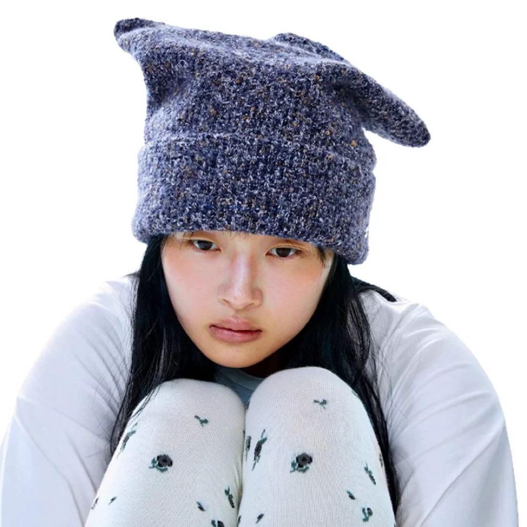 Coyseio コイセイオ 猫耳 ニット帽 パープル - メルカリ